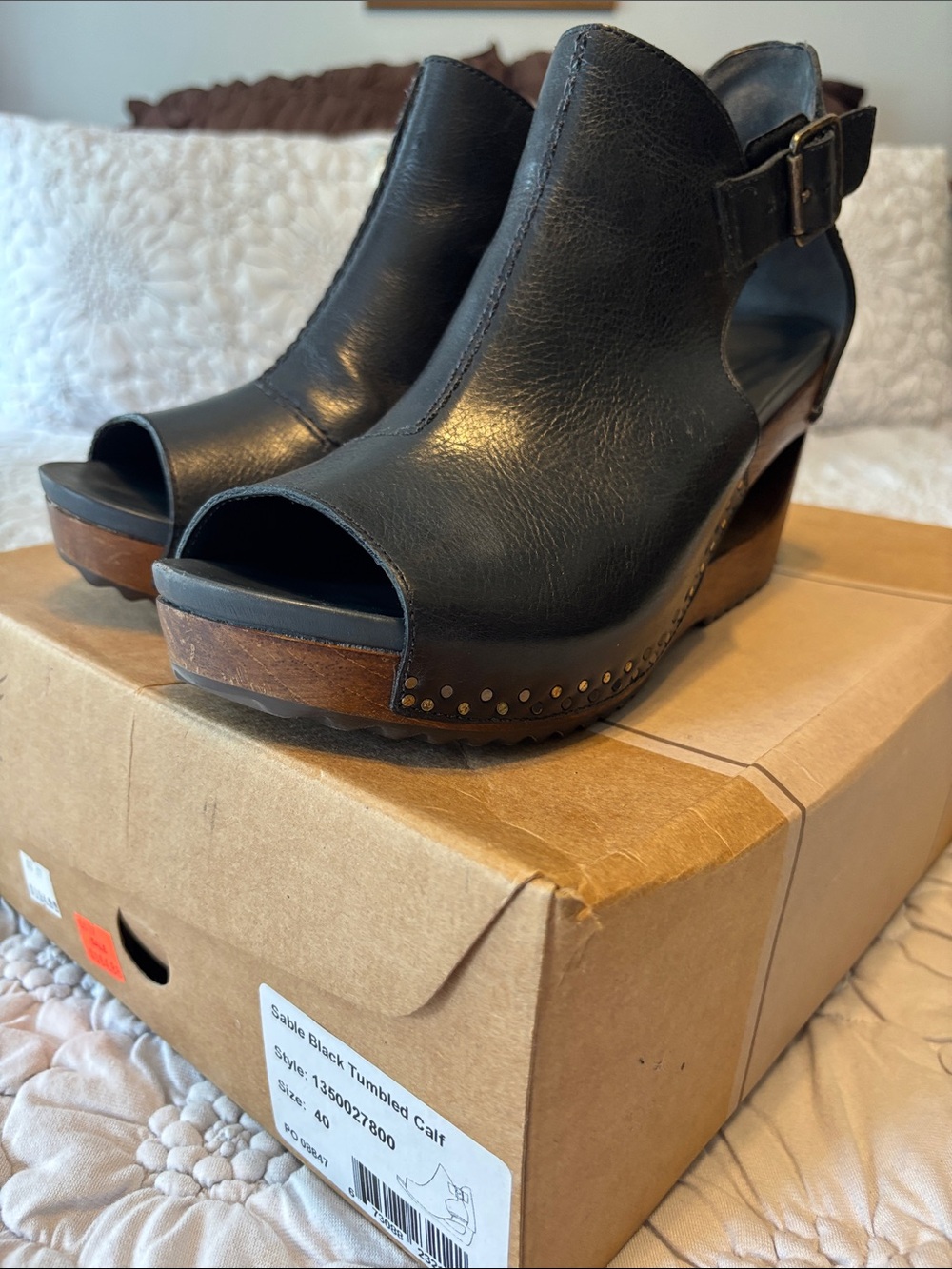 Dansko Sable black tumbled calf Wedge Sandals